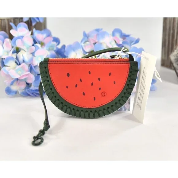 Tory Burch Beaded Watermelon Nubuck Leather Coin Purse NWT - Picture 3 of 7